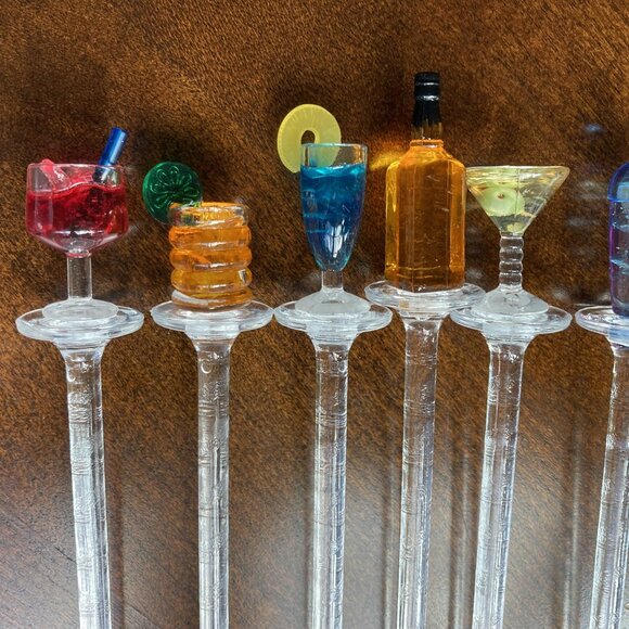 Happy Hour Swizzle Sticks, Miniature Cocktail tops fun party barware, Bartending - Picture 4 of 9